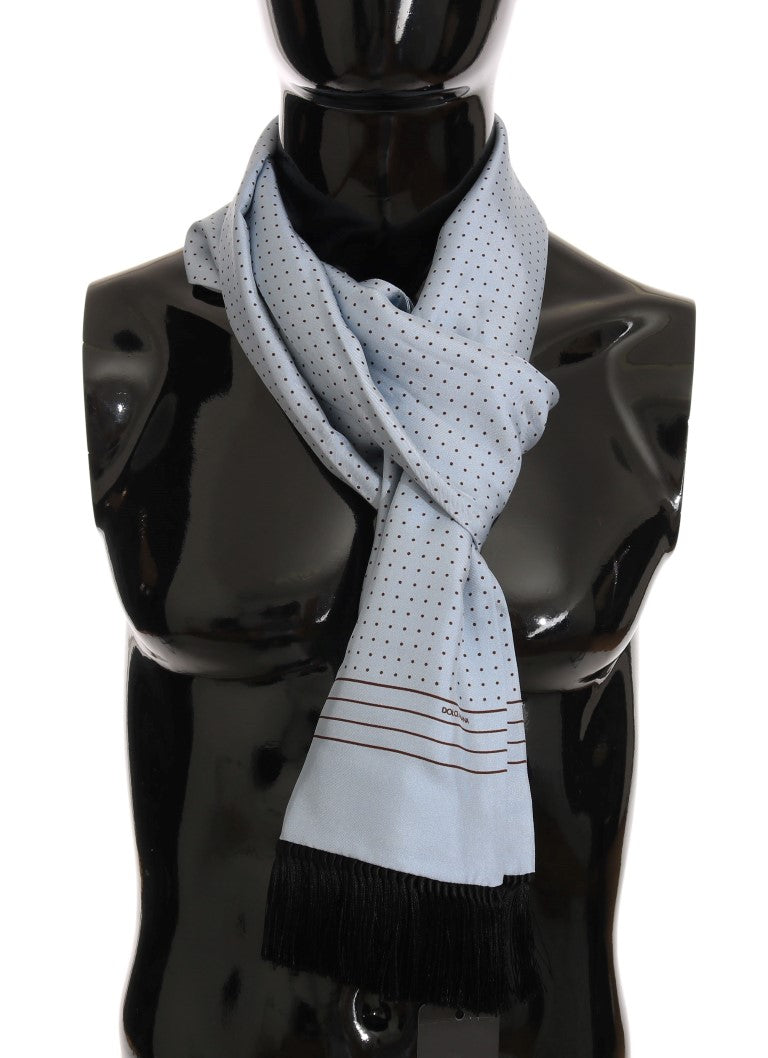 Dolce & Gabbana Blue Silk Polka Dot Scarf