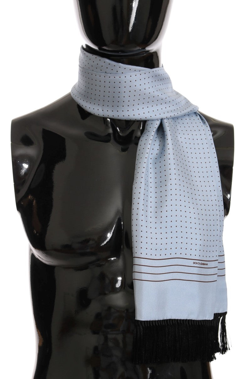 Dolce & Gabbana Blue Silk Polka Dot Scarf