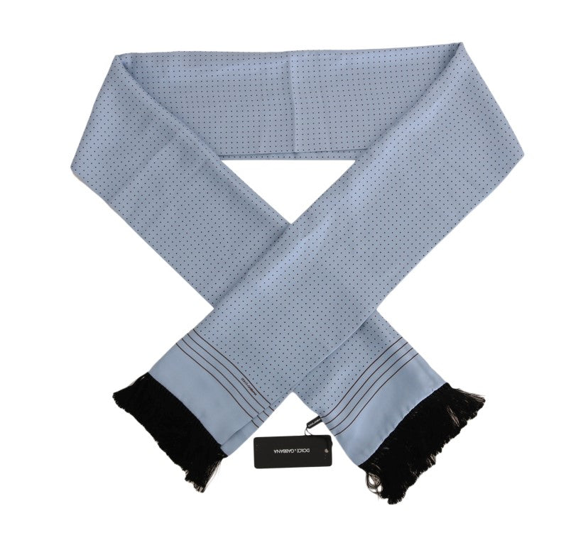 Dolce & Gabbana Blue Silk Polka Dot Scarf