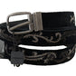 Dolce & Gabbana Black Cotton Royal Bee Embroidery Belt