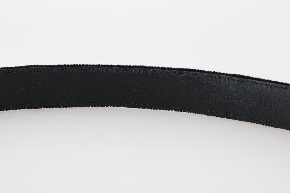 Dolce & Gabbana Black Cotton Royal Bee Embroidery Belt