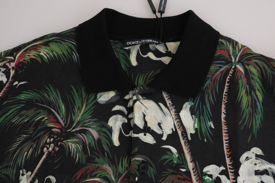 Dolce & Gabbana Black Volcano Sicily Polo Shirt