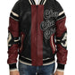 Dolce & Gabbana Black Red Leather Club Lounge Bomber Jacket