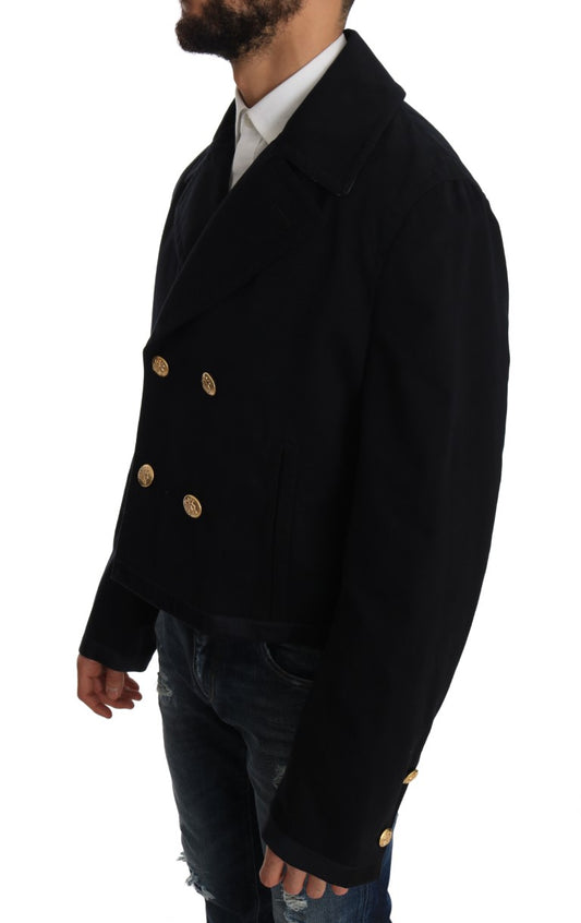 Dolce & Gabbana Trench Blue Cotton Stretch Jacket Coat