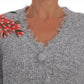 Dolce & Gabbana Silver Cardigan Floral Applique Sweater