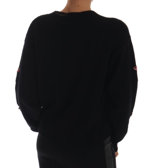 Dolce & Gabbana Fairy Tale Crystal Black Cashmere Sweater