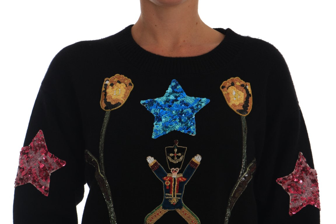 Dolce & Gabbana Fairy Tale Crystal Black Cashmere Sweater