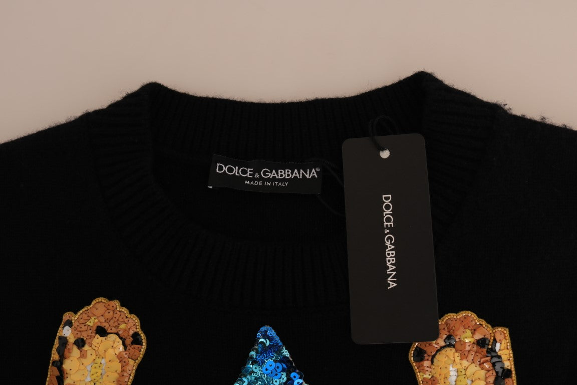 Dolce & Gabbana Fairy Tale Crystal Black Cashmere Sweater