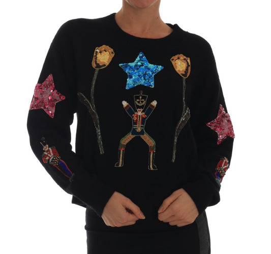 Dolce & Gabbana Fairy Tale Crystal Black Cashmere Sweater