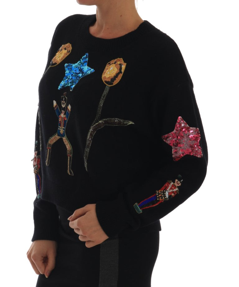 Dolce & Gabbana Fairy Tale Crystal Black Cashmere Sweater