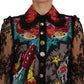 Dolce & Gabbana Multicolor Floral Lace Embroidered Blouse with Crystals