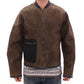 Dolce & Gabbana Brown Gray Leather Jacket Coat