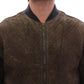 Dolce & Gabbana Brown Gray Leather Jacket Coat