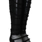 Dolce & Gabbana Black Suede Stretch Strap Knee High Stiletto Heel Boots