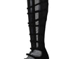 Dolce & Gabbana Black Suede Stretch Strap Knee High Stiletto Heel Boots