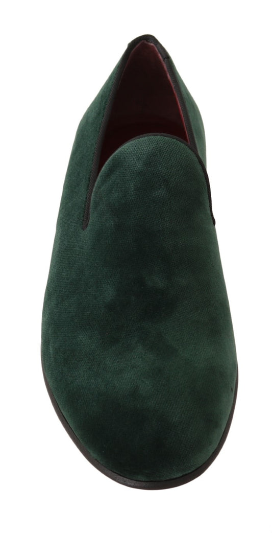 Dolce & Gabbana Green Suede Leather Slippers Loafers