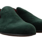 Dolce & Gabbana Green Suede Leather Slippers Loafers