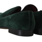 Dolce & Gabbana Green Suede Leather Slippers Loafers