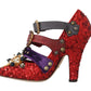 Dolce & Gabbana Red Sequined Crystal Studs Heels Shoes