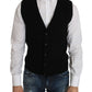 Dolce & Gabbana Black Cotton Dress Woven Waistcoat