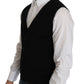 Dolce & Gabbana Black Cotton Dress Woven Waistcoat