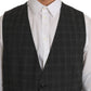 Dolce & Gabbana Gray Wool STAFF Checkered Stretch Vest