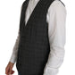 Dolce & Gabbana Gray Wool STAFF Checkered Stretch Vest