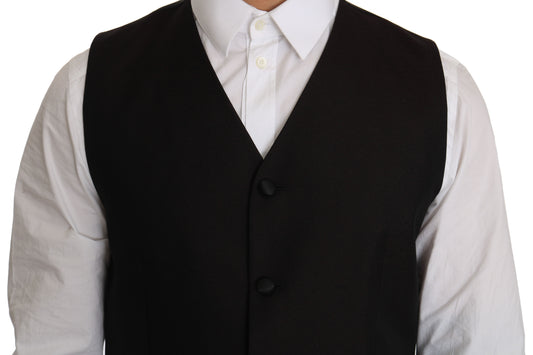 Dolce & Gabbana Black Silk Dress Waistcoat