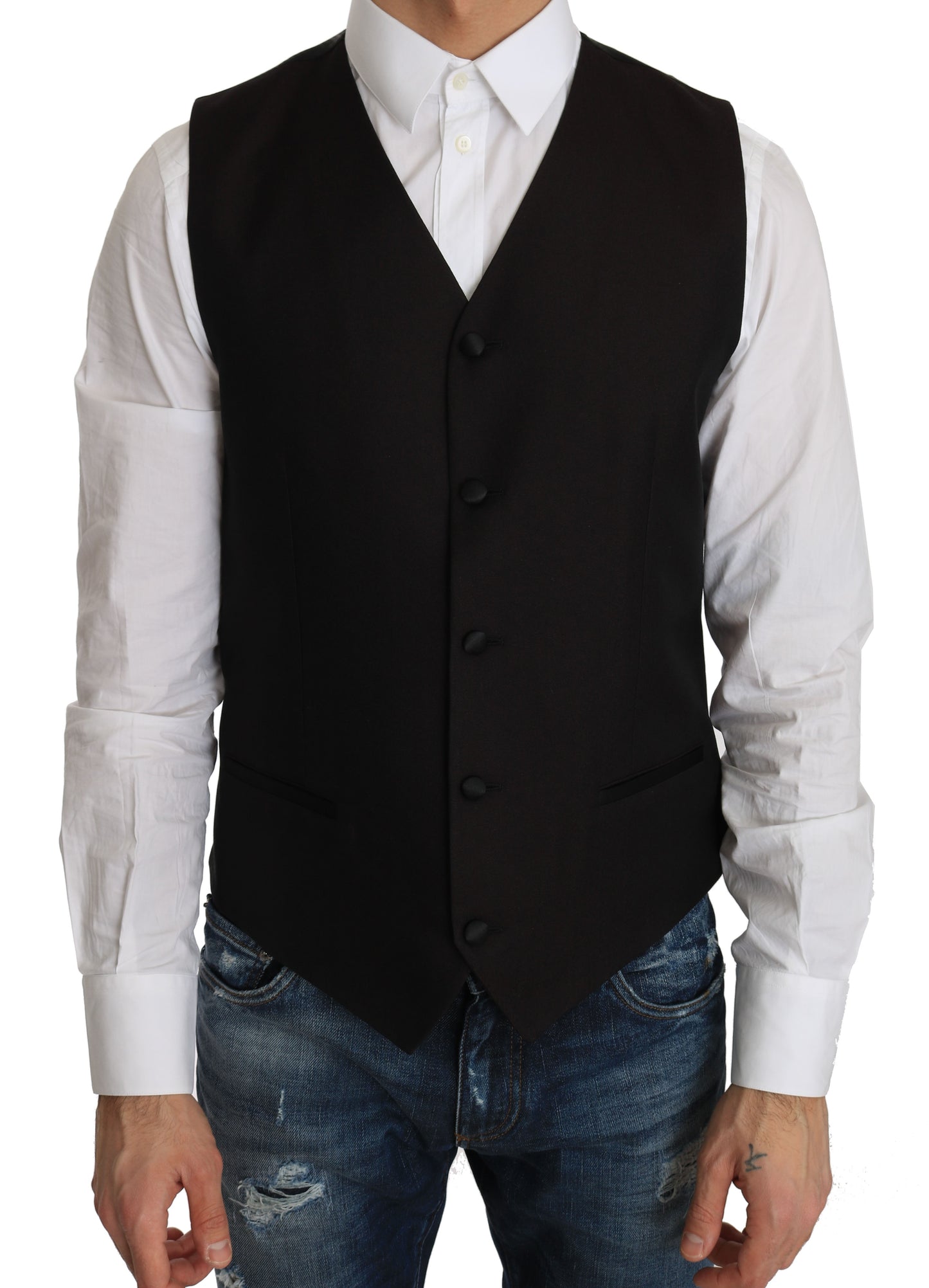 Dolce & Gabbana Black Silk Dress Waistcoat