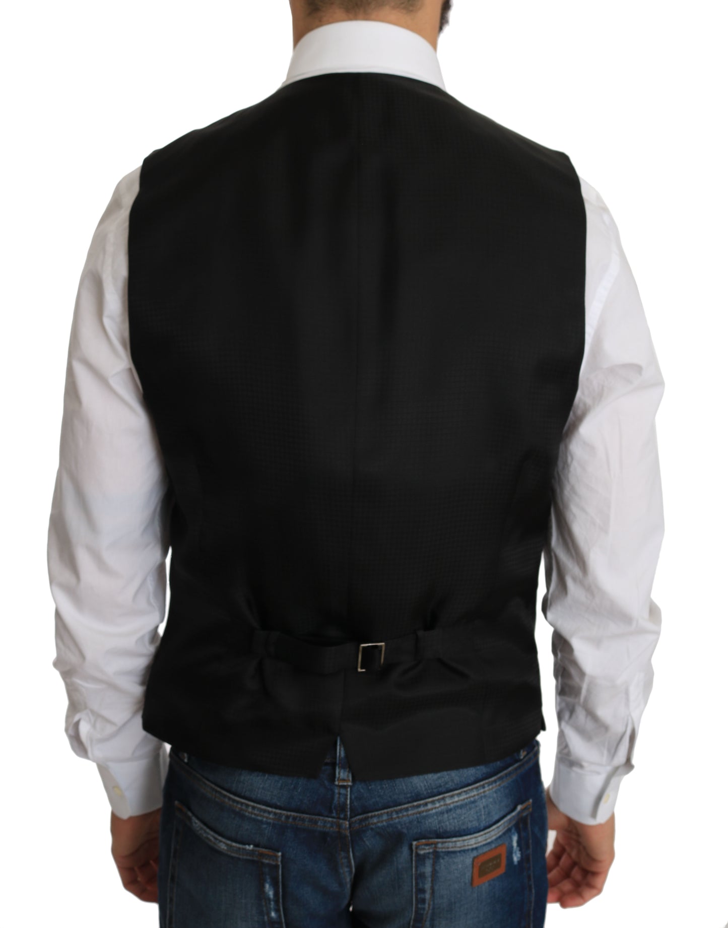 Dolce & Gabbana Black Silk Dress Waistcoat