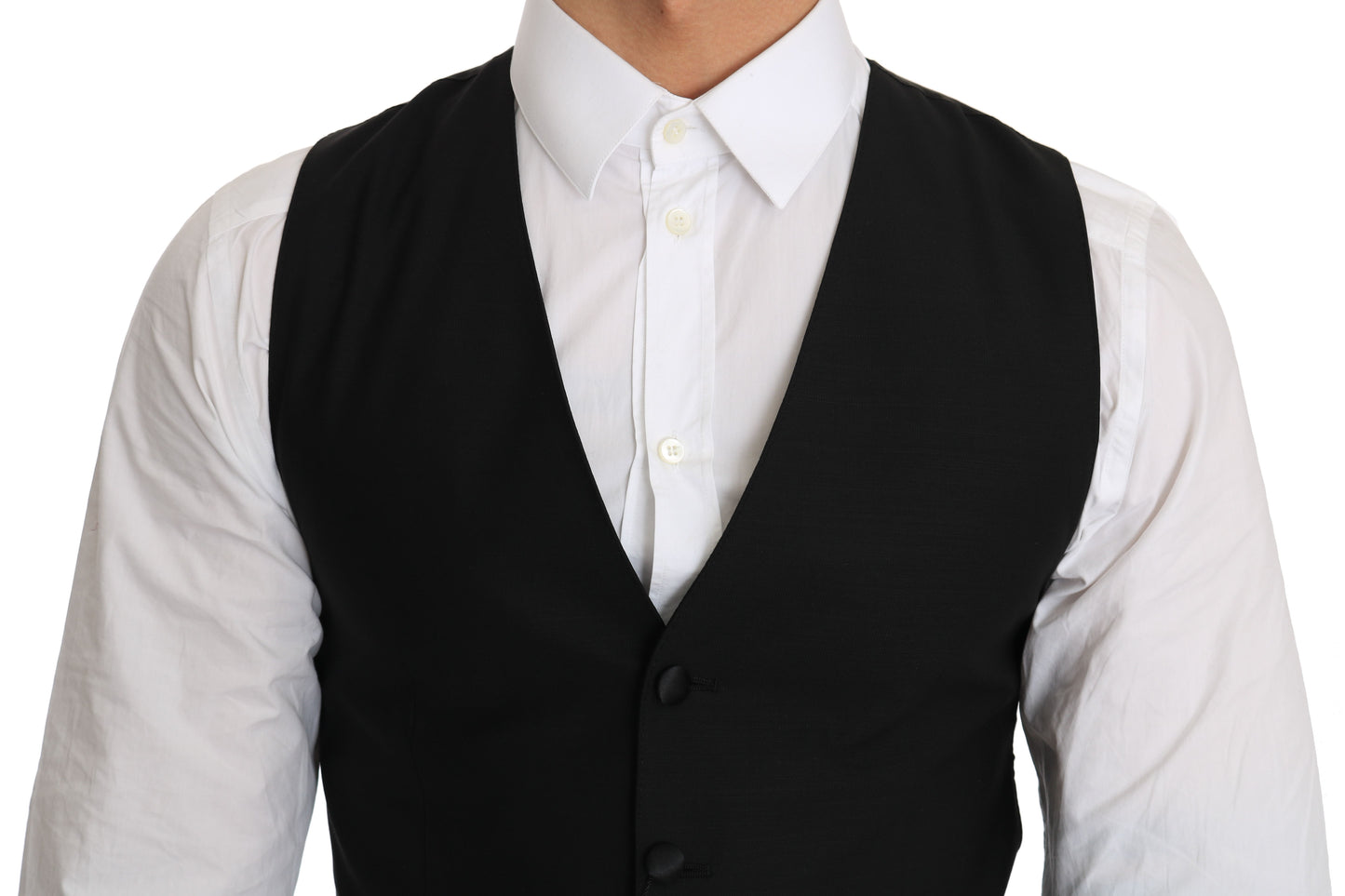 Dolce & Gabbana Black Wool Dress Waistcoat