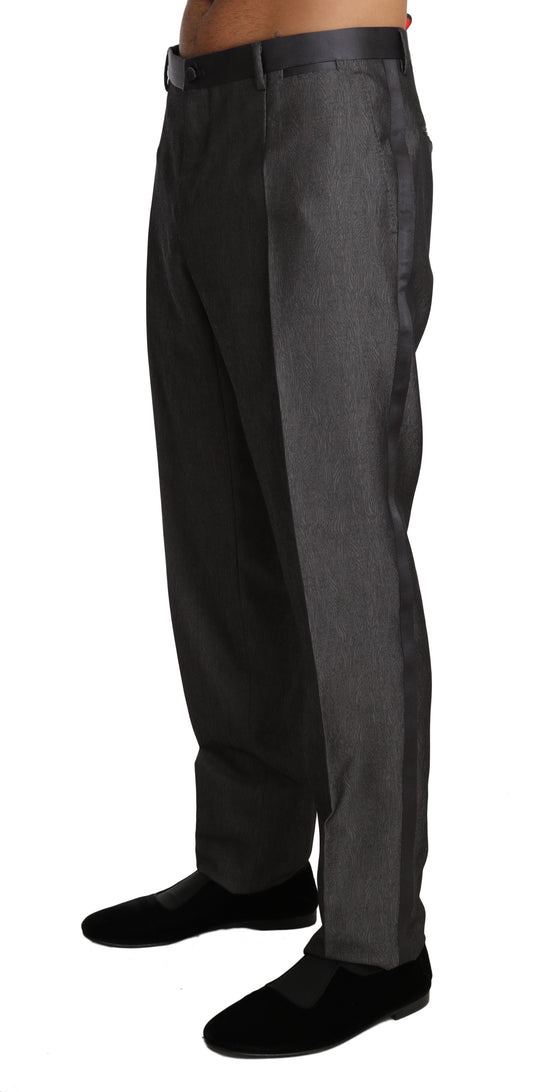 Dolce & Gabbana Gray Wool Silk Patterned Formal Trousers