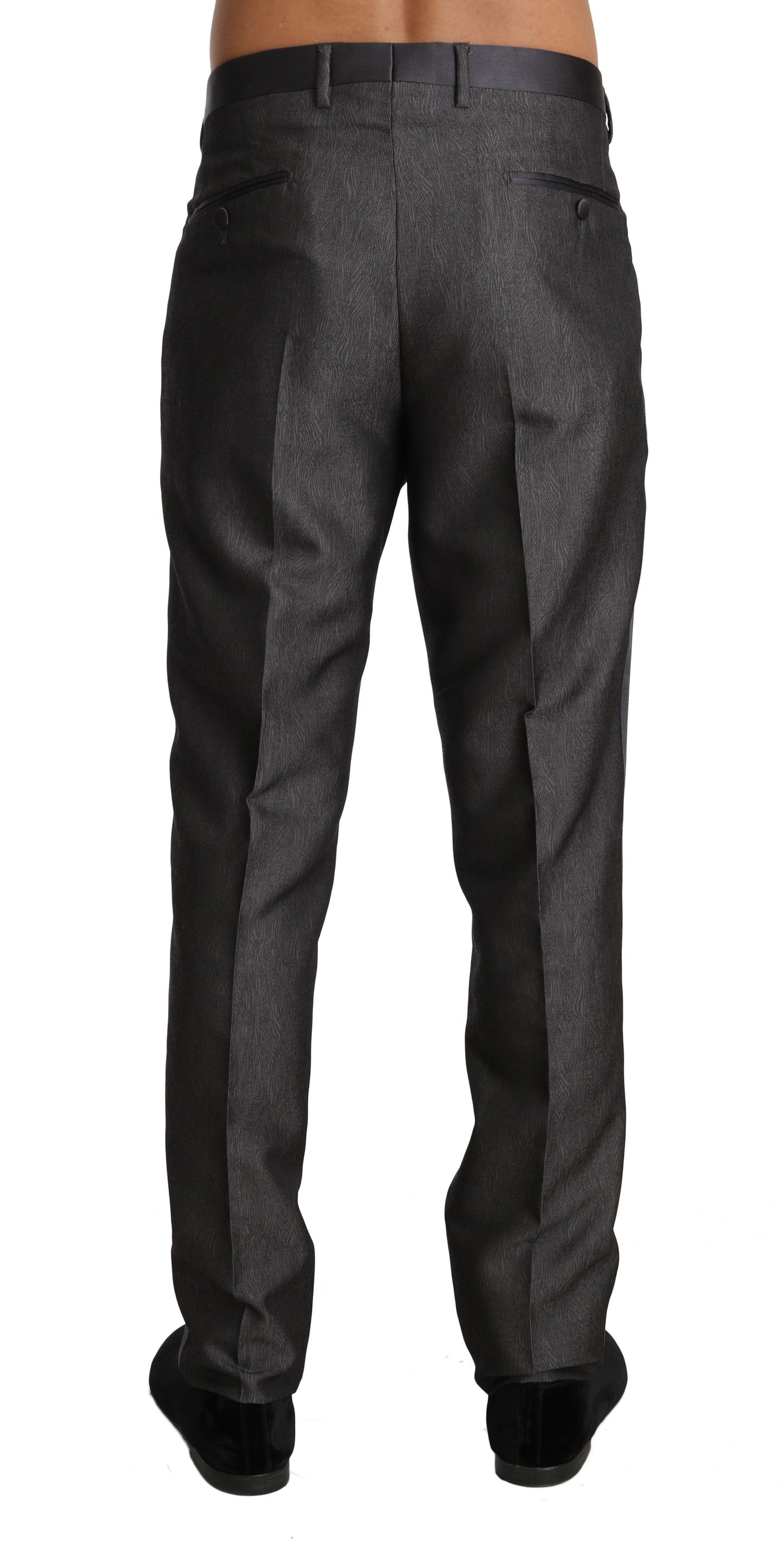 Dolce & Gabbana Gray Wool Silk Patterned Formal Trousers