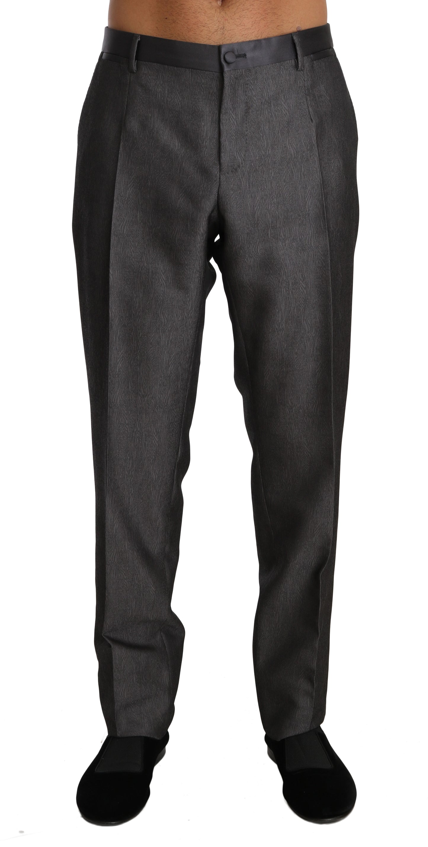 Dolce & Gabbana Gray Wool Silk Patterned Formal Trousers