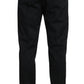 Dolce & Gabbana Black Cotton Brocade Formal Trousers Pants