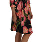 Dolce & Gabbana Black Pink Tulip Print Dress