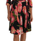 Dolce & Gabbana Black Pink Tulip Print Dress