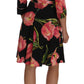 Dolce & Gabbana Black Pink Tulip Print Dress