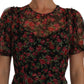 Dolce & Gabbana Black Floral Roses A-Line Shift Gown