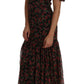 Dolce & Gabbana Black Floral Roses A-Line Shift Gown