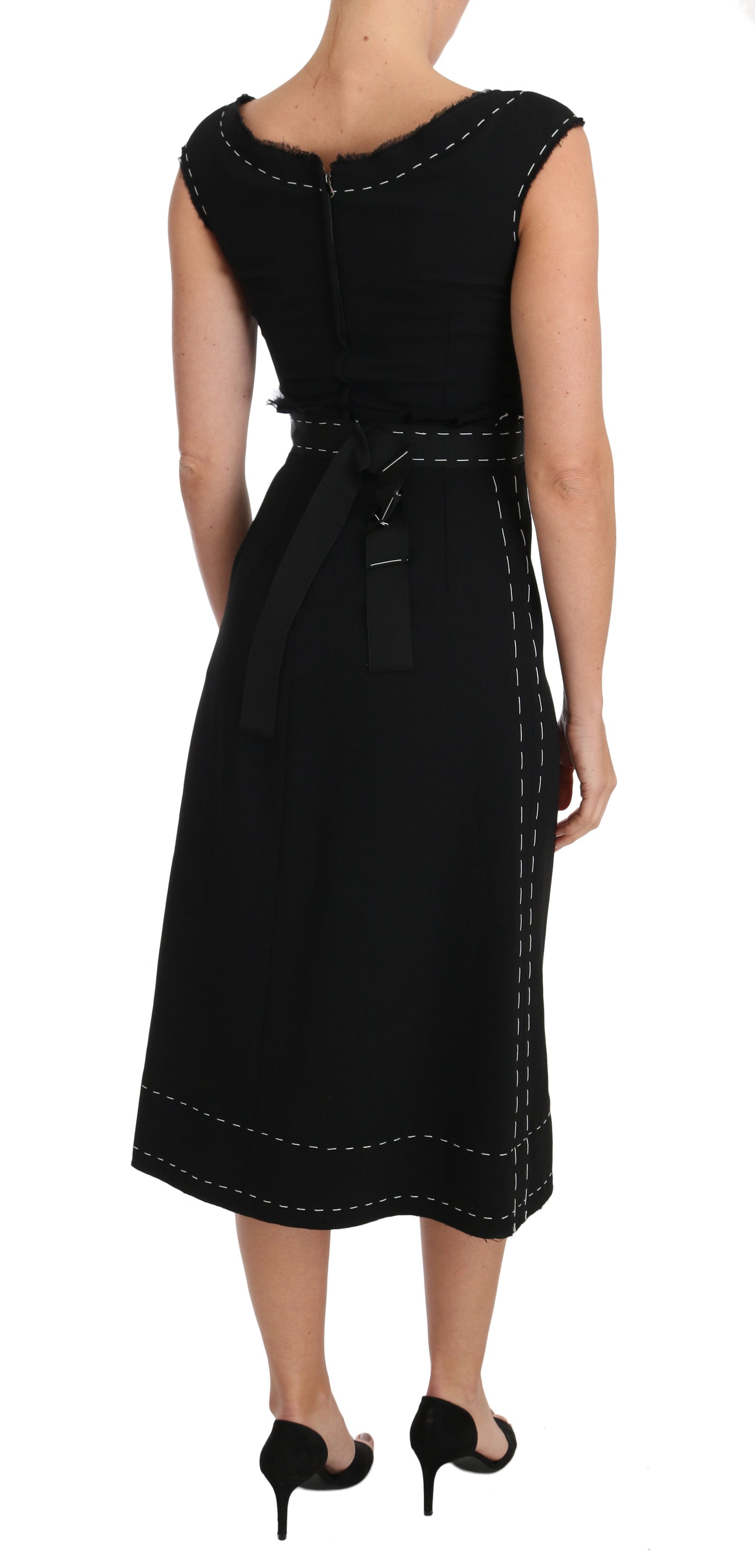 Dolce & Gabbana Black Wool Stretch A-line Sheath Dress