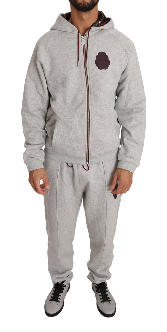 Billionaire Italian Couture Gray Cotton Sweater Pants Tracksuit