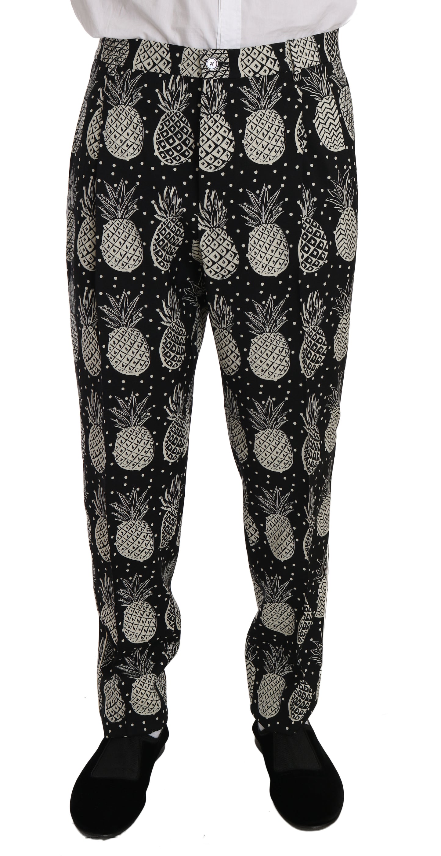 Dolce & Gabbana Black Wool Pineapple 2 Piece Slim