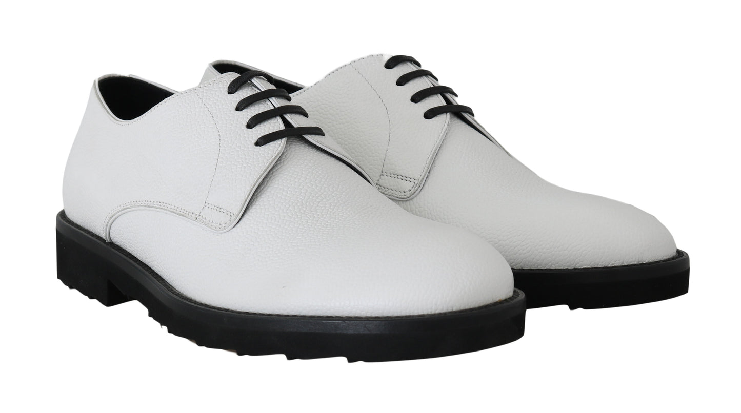 Dolce & Gabbana White Leather Derby Dress Formal Shoes