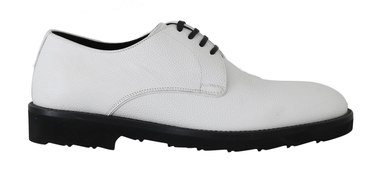 Dolce & Gabbana White Leather Derby Dress Formal Shoes