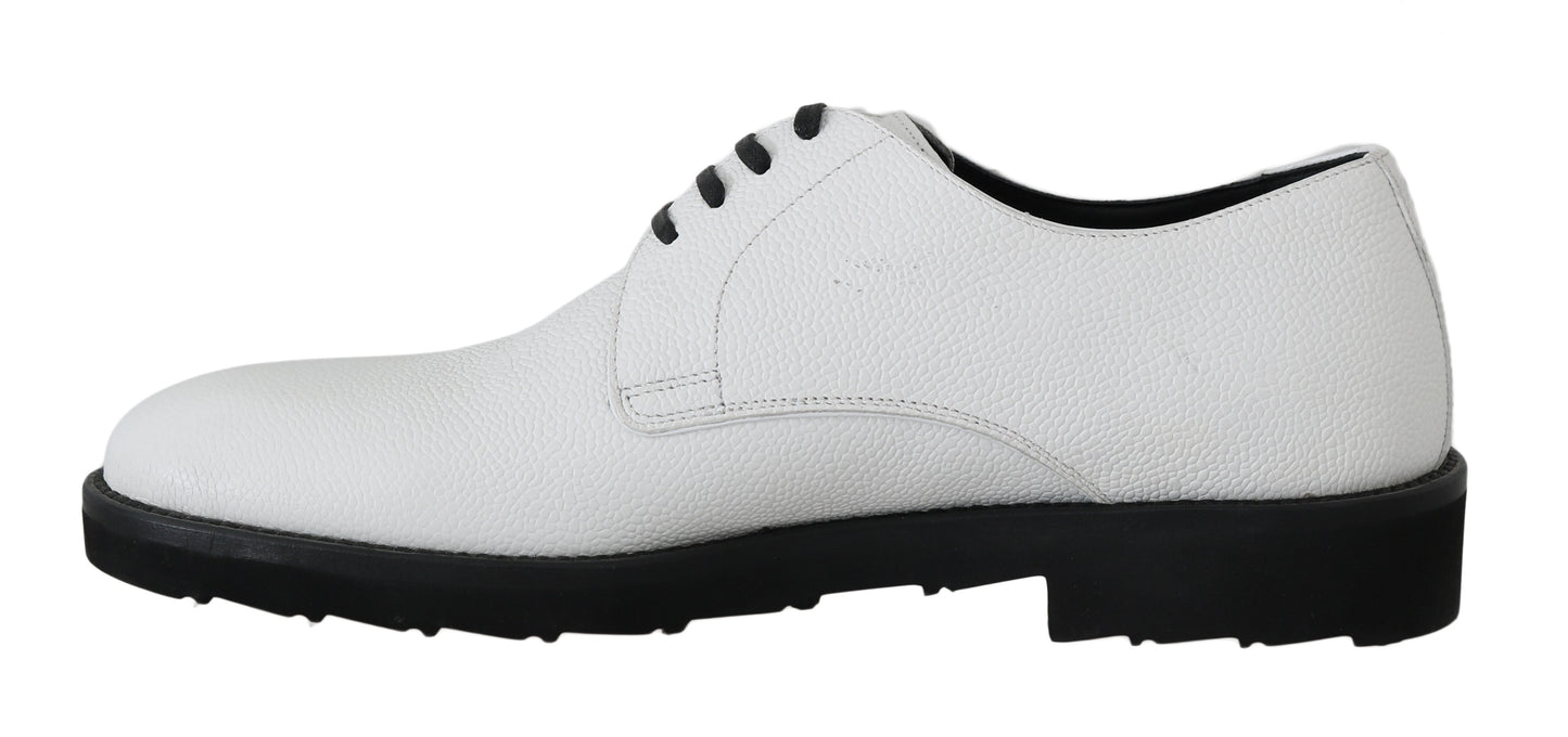 Dolce & Gabbana White Leather Derby Dress Formal Shoes