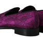 Dolce & Gabbana Purple Jacquard Loafers Dress Formal Shoes