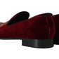 Dolce & Gabbana Bordeaux Velvet Loafers Gun Horseshoe Shoes