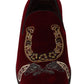 Dolce & Gabbana Bordeaux Velvet Loafers Gun Horseshoe Shoes