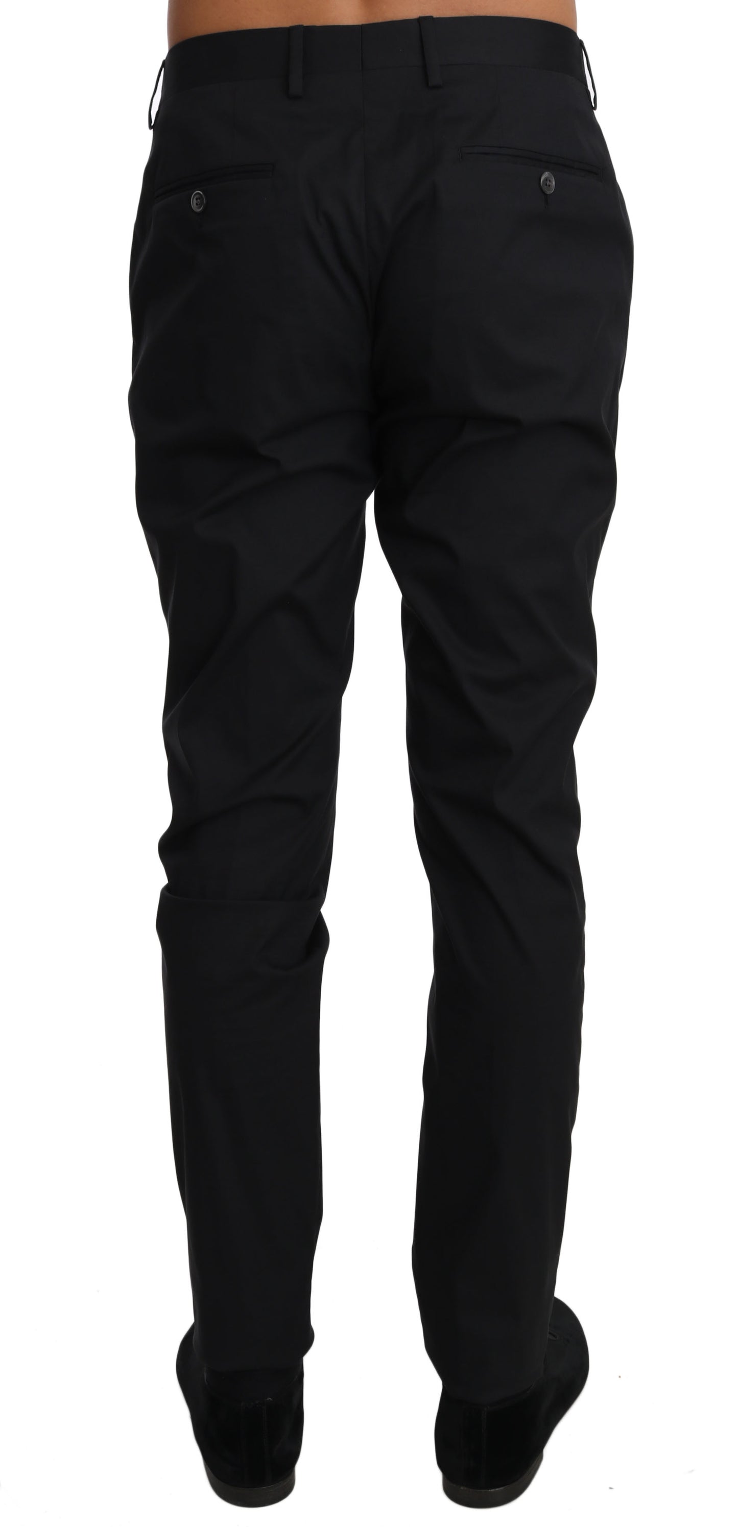 Dolce & Gabbana Black Cotton Stretch Formal Trousers Pants